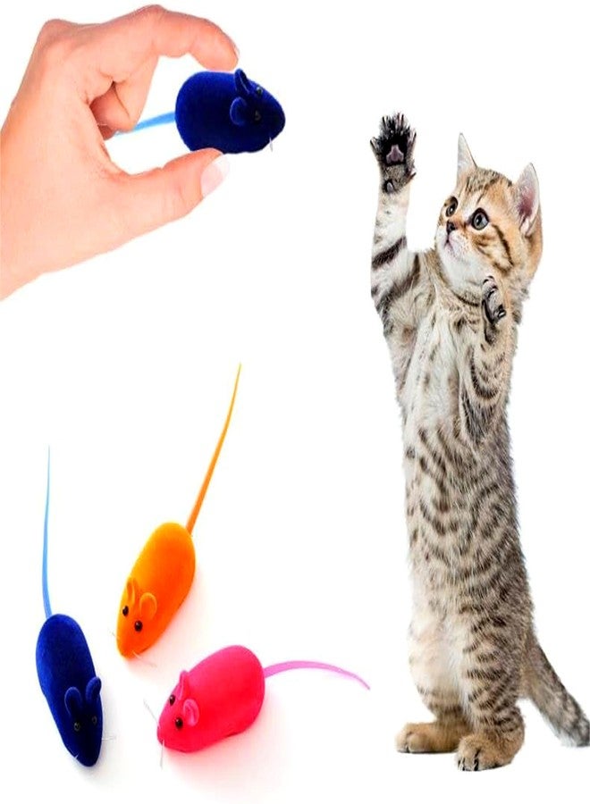 Pups&Pets مجموعة ألعاب قطط من Pups&Pets، 4 قطع، على شكل فأر، لعبة قطط ناعمة تصدر صوتاً، 4 ألوان عشوائية، ألعاب قطط صغيرة ناعمة للقطط المنزلية، لعبة تفاعلية للقطط والقطط الصغيرة للإمساك بها وعضها - Image 1